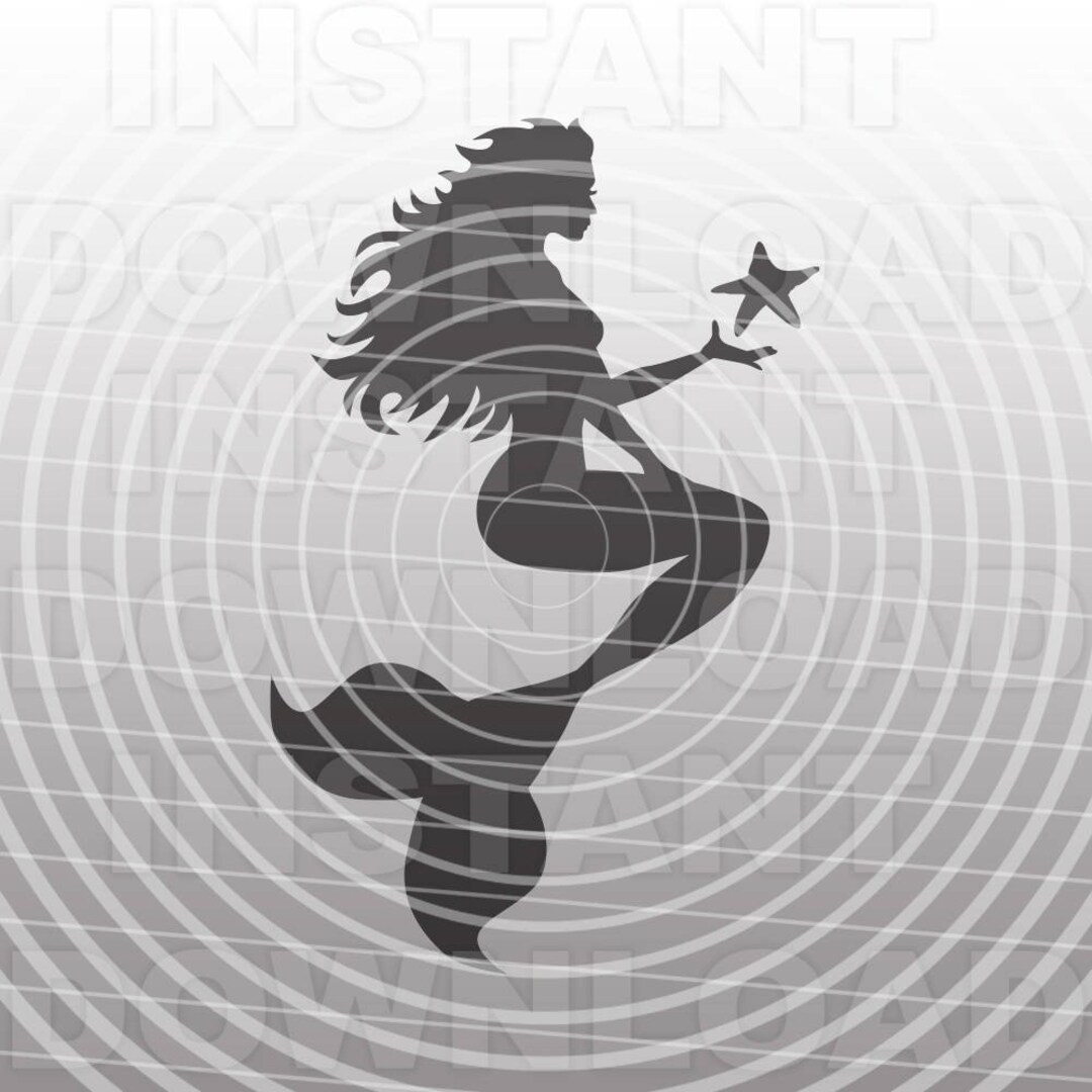 Mermaid SVG File,mermaid Silhouette SVG File commercial & Personal Use