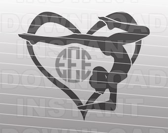 Gymnast Monogram Frame SVG,Gymnastics Love SVG,Gymnastics SVG Design -Commercial/Personal Use- Cricut,Silhouette,Cameo,Vinyl Cut,Vinyl Decal