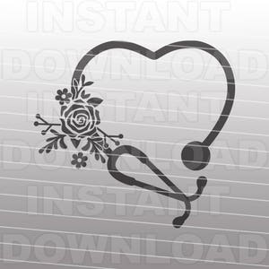 Floral Stethoscope SVG File,Nurse SVG,Nursing SVG -Commercial & Personal Use- Vector Art for Cricut,Silhouette,Cameo,iron on vinyl