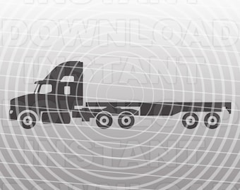 Flatbed Semi Truck SVG File,Truck SVG Cutting Template-Vector Clip Art for Commercial & Personal Use-Cricut,Cameo,Silhouette,Cut File,Decal
