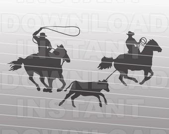 Team Roping Rodeo Ranch SVG File -Commercial & Personal Use -Vector Art svg pour Cricut,Silhouette Cameo,vinyl cut file,cricut designs