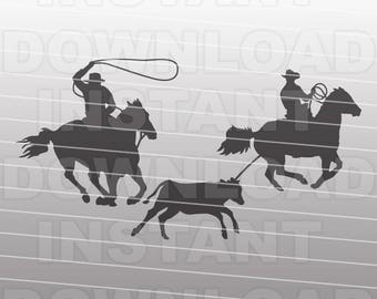 Team Roping Rodeo Ranch SVG File -Commercial & Personal Use -Vector Art svg for Cricut,Silhouette Cameo,vinyl cut file,cricut designs