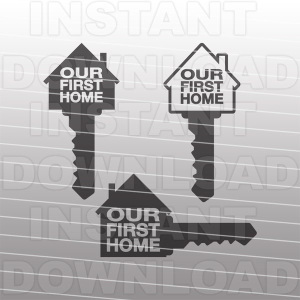 Our First Home with Key and House SVG,House Keys SVG File -Vector Art Commercial/Personal Use- Cricut,Silhouette Cameo,Vinyl svg,Vinyl Decal