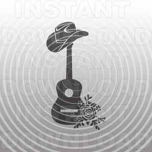 Guitare de musique country avec fichier SVG fleurs, guitare acoustique SVG, guitariste SVG-Vector Art Commercial/Personal Use-Cricut, Silhouette, Vinyl Cut