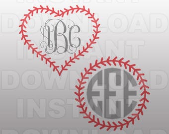 Baseball Softball Stiches Monogram Frames SVG File, cricut svg, silhouette svg, svg cuts, cuttable svg, svg cut file, vector svg, vinyl file