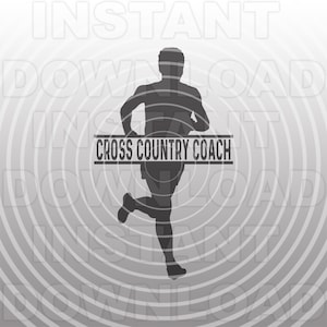 Arquivo SVG de treinador de cross country masculino, SVG de corrida de cross country, SVG de XC, SVG de temporada de XC - Uso comercial e pessoal - Cricut, Silhouette Cameo, vinil