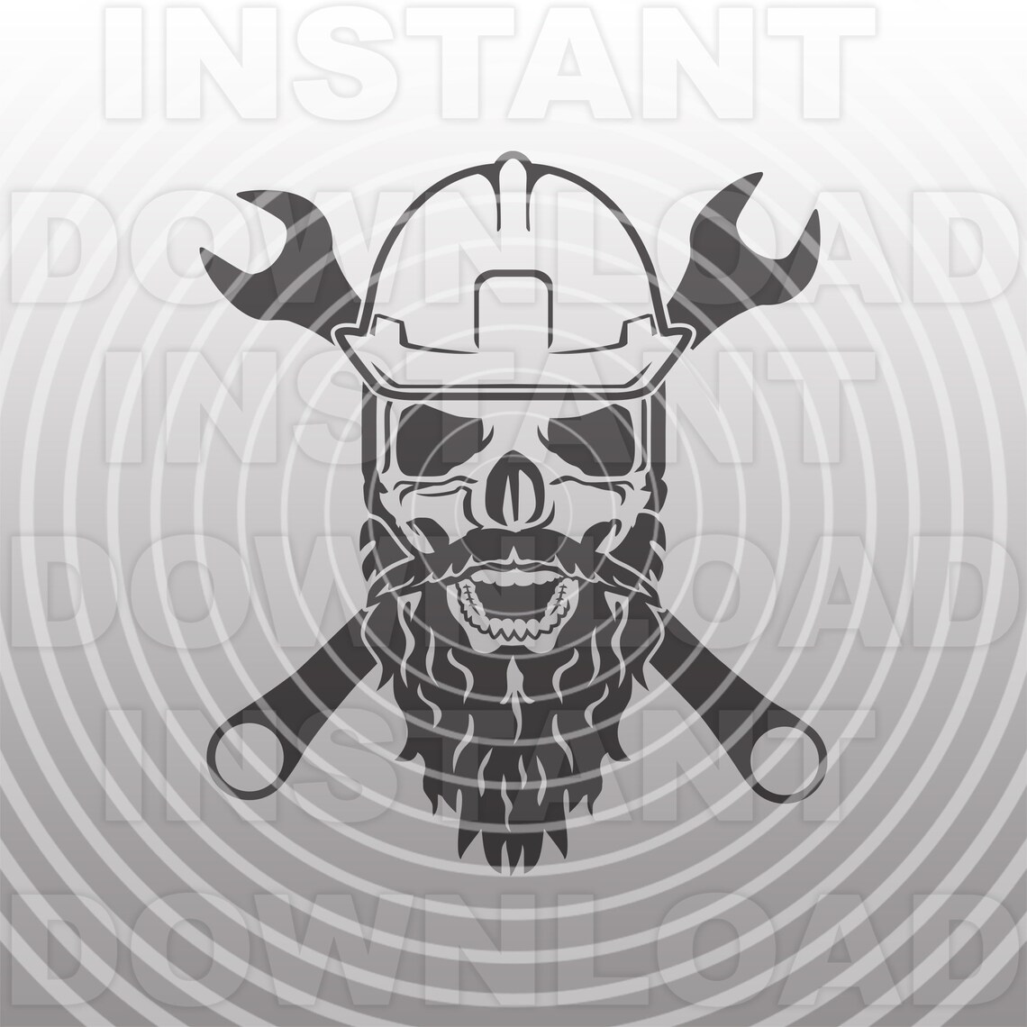 Beard Skull Hard Hat Svgskull With Wrenches Svgsafety Hard - Etsy