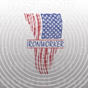 Ironworker patriótico angustiado esfarrapado bandeira americana dos EUA arquivo SVG - arte vetorial comercial/uso pessoal - cricut, silhueta, camafeu, decalque de vinil