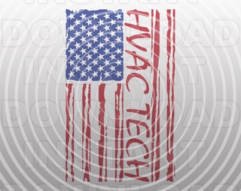 HVAC Technician  Distressed Grunge USA Flag SVG File,Heating Air Conditioning svg -Commercial/Personal Use-Cricut,Silhouette Cameo,Vinyl svg