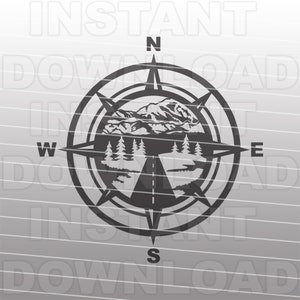 Compass Road Open Road Highway Mountain Scene SVG File,Road Trip SVG -Vector Art Commercial/Personal Use- Cricut,Cameo,Silhouette,Vinyl Cut