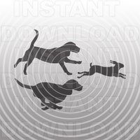 Hound Dog Chasing Rabbit SVG, PDF, PNG, Eps, Dxf Digital Download Cut ...