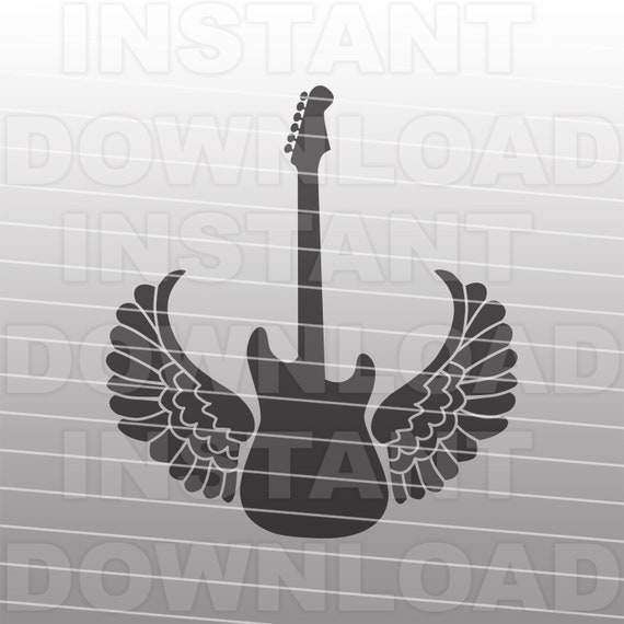 Electric Guitar With Wings Svg Filemusic Svg Vector Art For Etsy