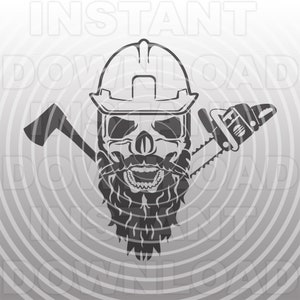 Logging Skull SVG File,Logger Skull with Hard Hat SVG -Vector Art Commercial & Personal Use- Cricut,Silhouette,Cameo,Iron on vinyl