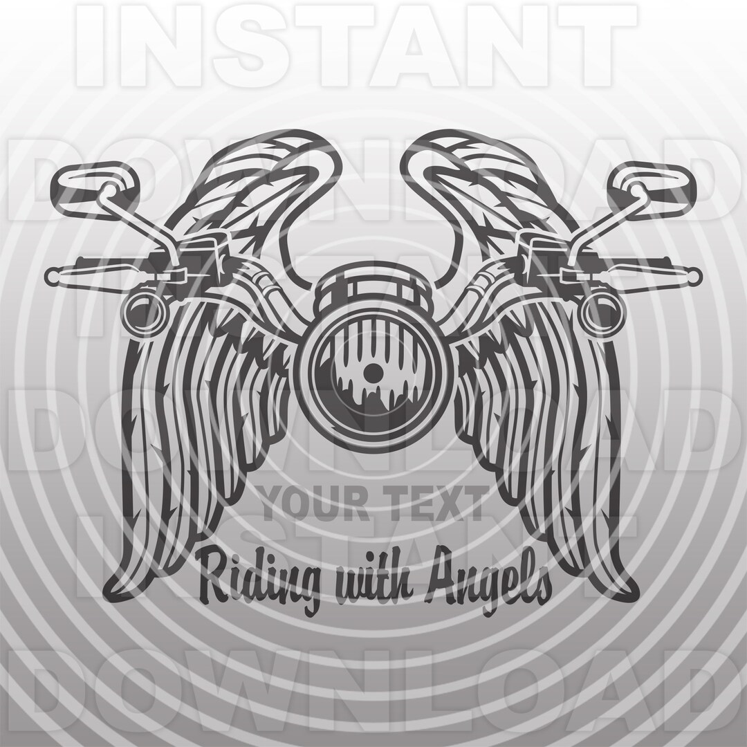 Riding With Angels Motorcycle Handlebars Memorial With Angel Wings SVG