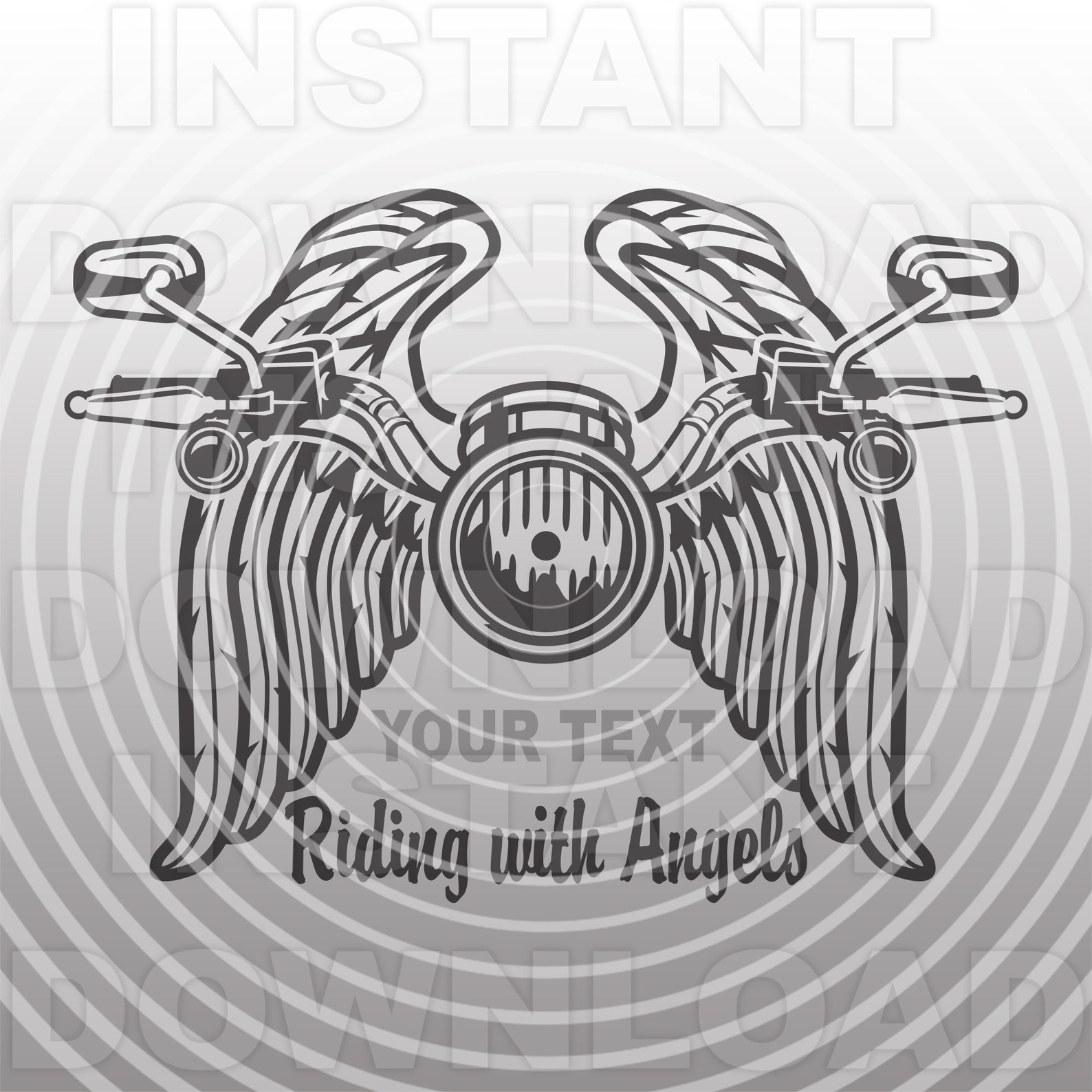 Riding With Angels Motorcycle Handlebars Memorial With Angel Wings SVG ...