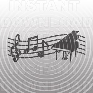 Piano SVG-bestand, muzieknoten SVG, pianist SVG, orkest SVG-vector kunst commercieel/persoonlijk gebruik-Cricut, silhouet, vinyl sticker, opstrijkbare vinyl