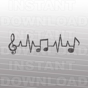 Heartbeat muziek notities SVG-bestand, muziekliefhebber SVG, marcherende band SVG-commercieel en persoonlijk gebruik-vector kunst Cricut, silhouet cameo, vinyl decal