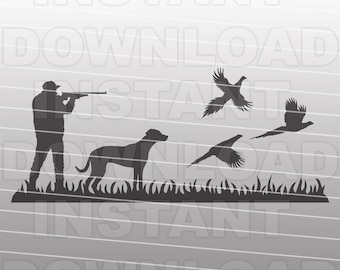 Jäger mit Labrador Retriever Jagd Fasanen SVG-Datei,Gun Dog Jagd SVG-Commerzial/Persönlichen Gebrauch- Cricut,Silhouette Cameo,Vinyl Aufkleber