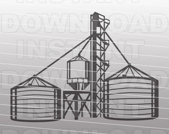 Grain Bin SVG File,Farming SVG File,Grain Elevator SVG File,Vector Art File for Commercial & Personal Use-Cricut,Cameo,Silhouette,Vinyl