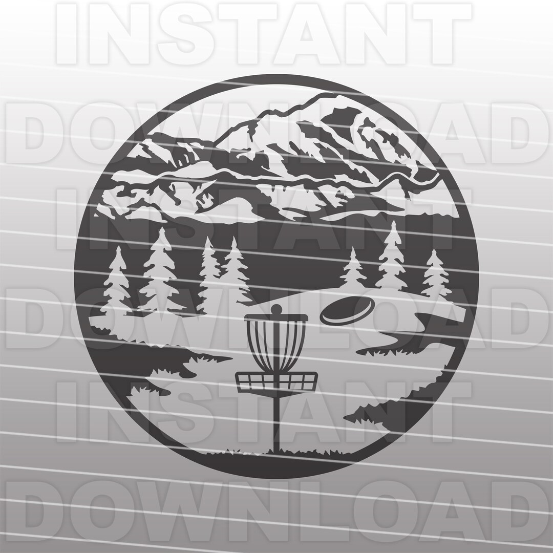 Disc Golf Mountain Scene Svg,disc Golf SVG File vector Art Commercial