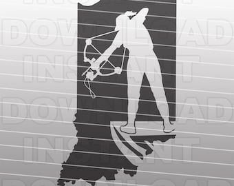 Indiana Bowfishing Female Fisherman SVG File,Bow Fishing SVG -Commercial/Personal Use- Cricut,Silhouette Cameo,Vinyl Decal,Iron On Vinyl