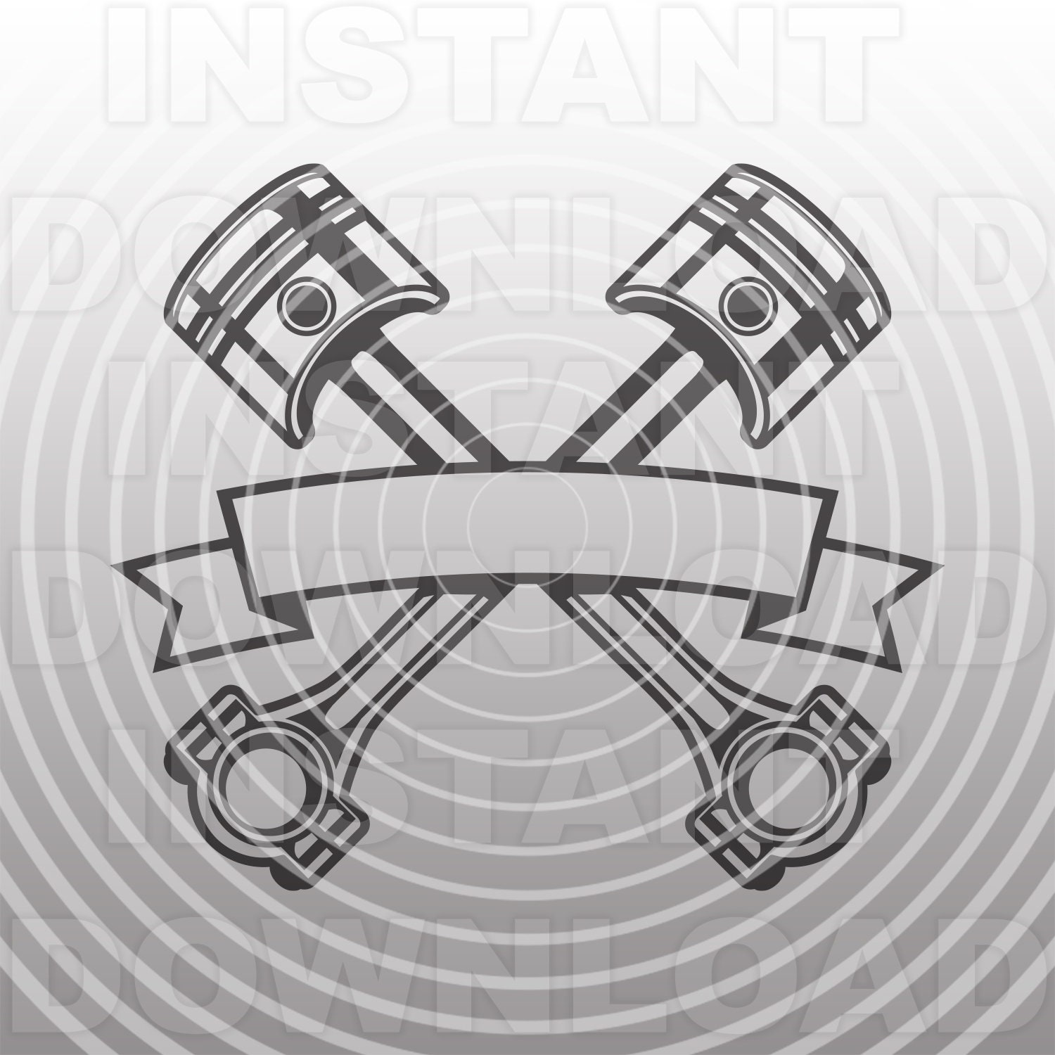 Crossed Pistons with Banner SVG FileCar Mechanic Garage svg Etsy