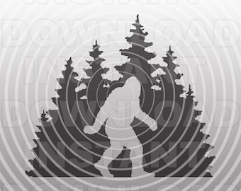 Bigfoot Walking SVG File,Bigfoot Forest Scene SVG,Sasquatch SVG -Vector Art Commercial & Personal Use- Cricut,Silhouette,Cameo,Vinyl Cut