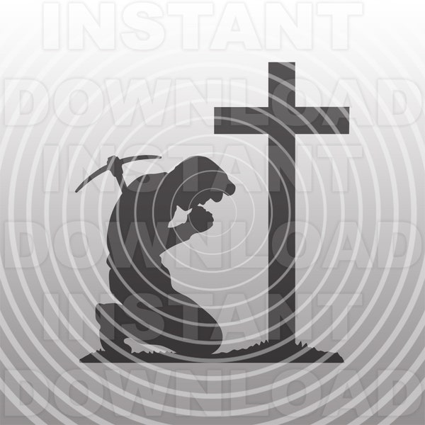 Coal Miner Kneeling Praying at Memorial Cross SVG File -Vector Art Commercial & Personal Use- Cricut,Silhouette Cameo,vinyl decal,Vinyl Cut