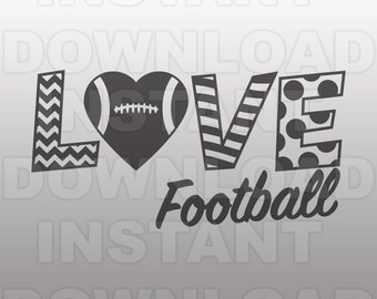 Football Heart SVG File,Love Football SVG File -Commercial & Personal Use- Vector Art SVG for Cricut,Silhouette Cameo,iron on vinyl design