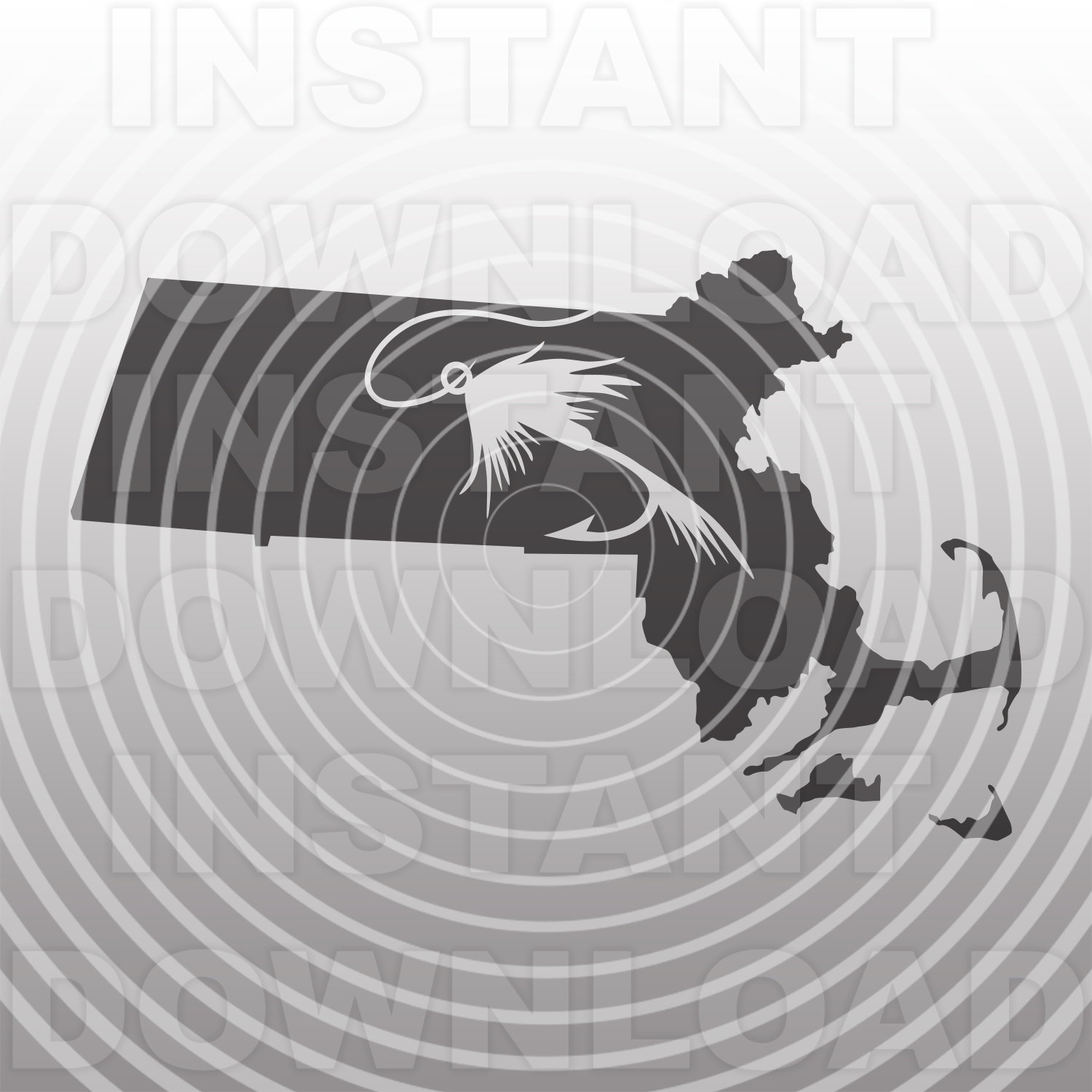 Download Massachusetts State Fly Fishing Svg File Vector Art Etsy