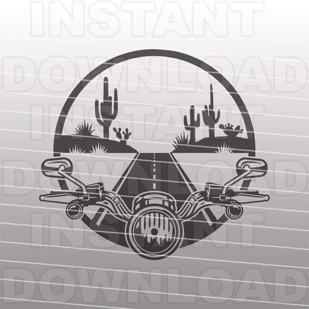 Motorcycle Handlebars SVG File,arizona Desert Highway Scene Svg,vector