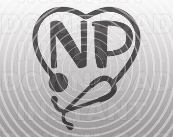 NP Stethoscope Heart SVG File,Nurse Practitioner SVG,Nursing svg -Commercial & Personal Use- Cricut,Silhouette,Cameo,Vinyl Cut,Vinyl Decal