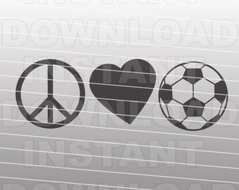 Peace Love Soccer SVG File - Girls Soccer SVG - Vector Clip Art for Commercial & Personal Use, Cricut File, Silhouette Cameo, Vinyl Cut File