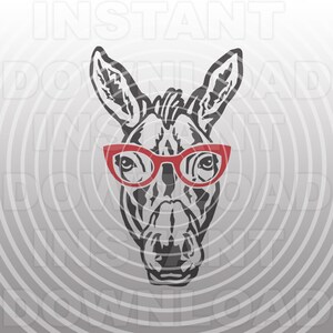 Esel mit Brille SVG-Datei, Maultier mit Brille SVG-Datei-Vector Art kommerzielle/persönlichen Gebrauch-Cricut,Silhouette,Cameo,Vinyl Aufkleber,Iron On Vinyl