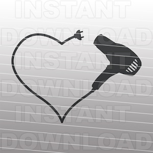 Hair Dryer Heart SVG File,Hairstylist SVG,Beautician SVG,Hairdresser svg,Blow Dryer svg -Commercial & Personal Use- Cricut,Silhouette,Cameo