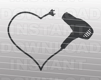 Haar Trockner Herz SVG Datei, Friseur SVG, Kosmetikerin SVG, Friseur svg, Fön svg-kommerzielle & persönlichen Gebrauch- Cricut,Silhouette,Cameo