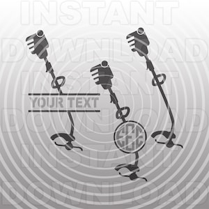 Könnte beinhalten: Drei schwarze Silhouette-Bilder von Freischneidern mit einem Monogramm in der Mitte. Das Monogramm ist ein Kreis mit drei Buchstaben darin. Der Text "YOUR TEXT" befindet sich über dem Monogramm.