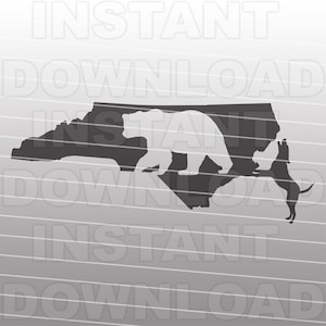 Bärenjagd SVG-Datei, Hund Treeing Bär SVG, North Carolina Jagd SVG, Vektorkunst, kommerziell-persönliche Nutzung, Cricut, Silhouette Cameo, Vinyl Aufkleber