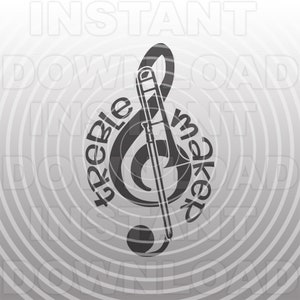 Treble Maker Trombón Archivo SVG, Banda de Marcha SVG, Trombón Jugador SVG -Vector Arte Uso Comercial/Personal- Silueta,Cameo,Cricut,Vinilo