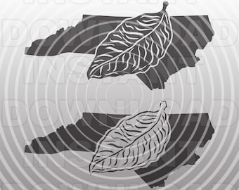 North Carolina with Tobacco Leaf SVG File - Tobacco  Leaves SVG -Vector Art Commercial & Personal Use- SVG File For Silhouette Cameo,Cricut