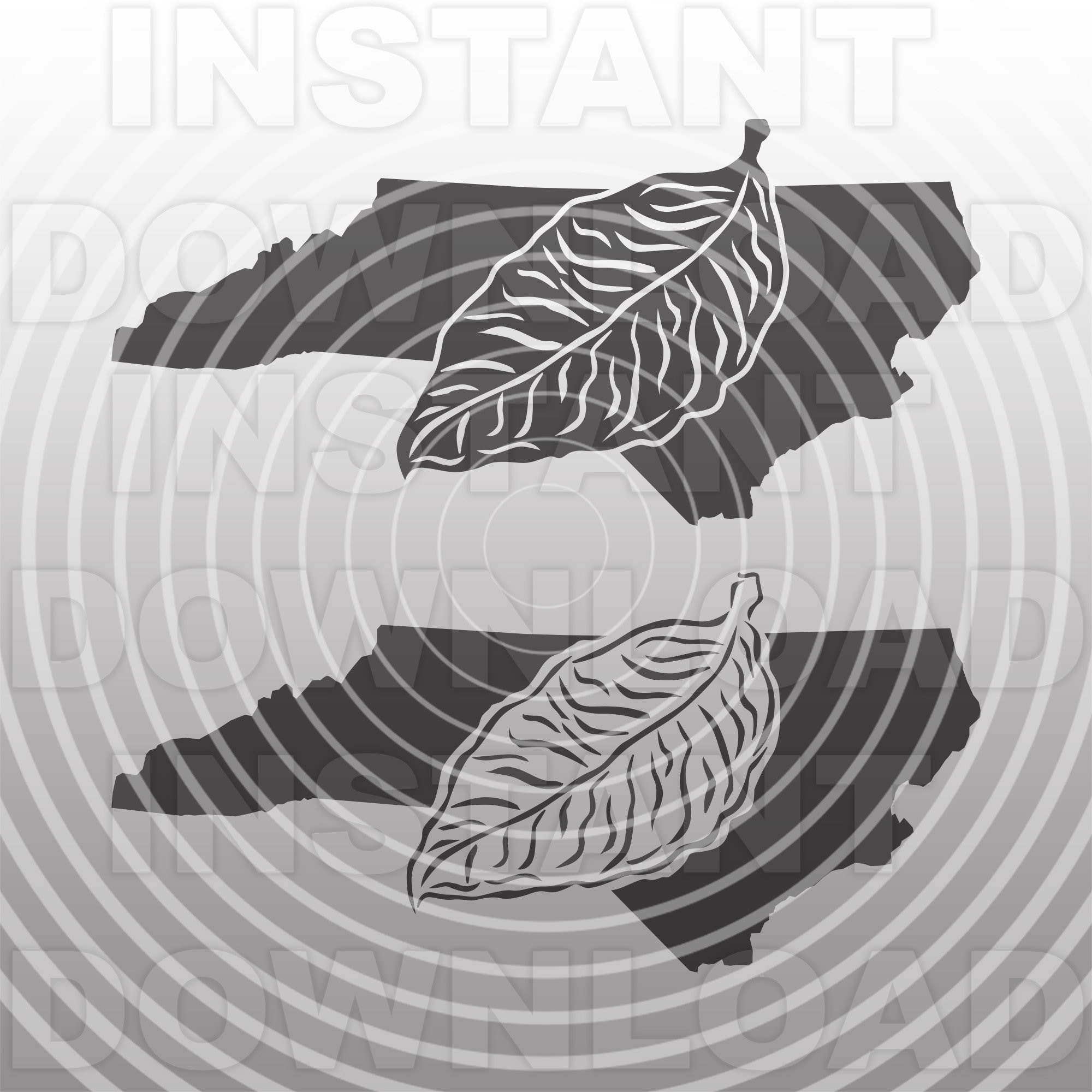 North Carolina with Tobacco Leaf SVG File