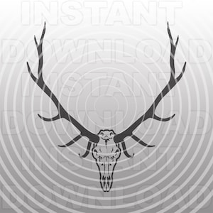 Realistic Bull Elk Skull and Antlers SVG File -Vector Clip Art Commercial & Personal Use- For Cricut,Silhouette Cameo,Vinyl Decal