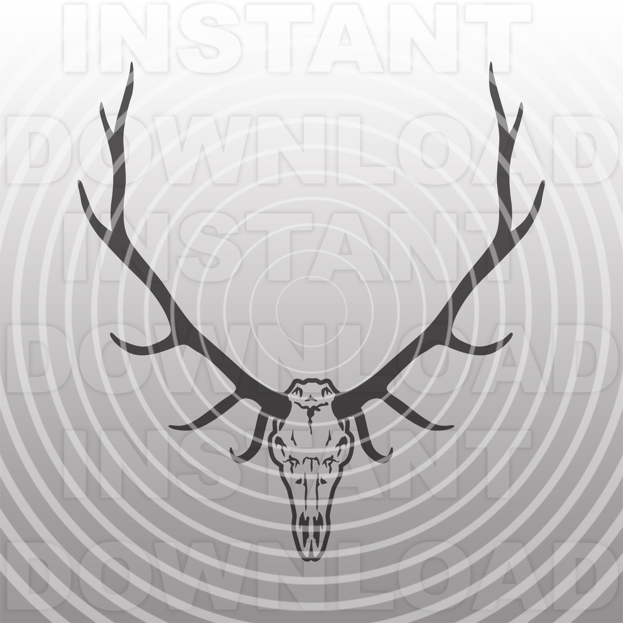 Realistic Bull Elk Skull and Antlers SVG File -vector Clip Art Commercial \u0026  Personal Use- for Cricut,silhouette Cameo,vinyl Decal - Etsy Israel, image size:2000x2000