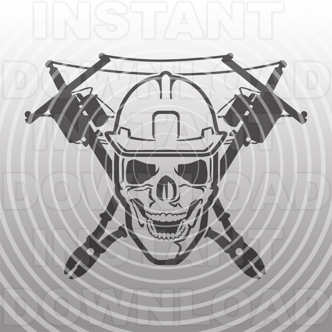 Electrical Lineman Skull With Hard Hat SVG Filelineman Etsy
