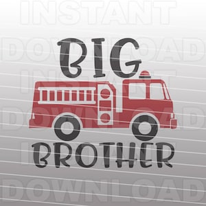 Gran Hermano con Camión de Bomberos SVG, Revelación de Embarazo svg, Anuncio de Nacimiento svg -Uso Comercial y Personal- Cricut,Cameo,Silueta,Vinilo