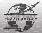 Travel Agency Logo Design SVG File,Travel Agent Logo SVG,Cruise Ship svg,Globe SVG -Commercial & Personal Use- Cricut,Silhouette Cameo