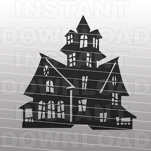 Halloween Haunted House SVG File Cutting Template-Vector Clip Art for Commercial & Personal Use-Download-Cricut,Cameo,Explore,Decal,Vinyl