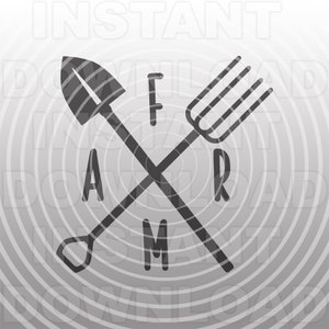 FERME avec Pitchfork et Shovel SVG File -Vector Art Personal & Commercial Use- cricut svg, silhouette svg, coupe svg, t-shirt svg, coupe vinyle