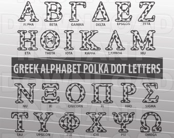 Polka Dot Greek Sorority College University Alphabet Letters SVG File -Vector Art Commercial/Personal Use - For Cricut,Silhouette,Vinyl Cut