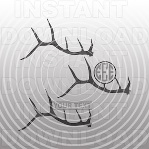 Bull Elk Antlers SVG File, Elk Antlers Monogram SVG - Vector Art Commercial & Personal Use-Cricut, Silhouette, Cameo, iron on vinyl, Vinyl Decal